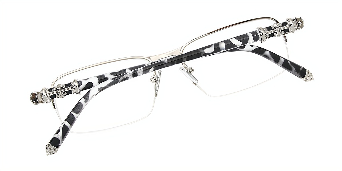 Silver Rectangle Chic Metal Eyeglasses