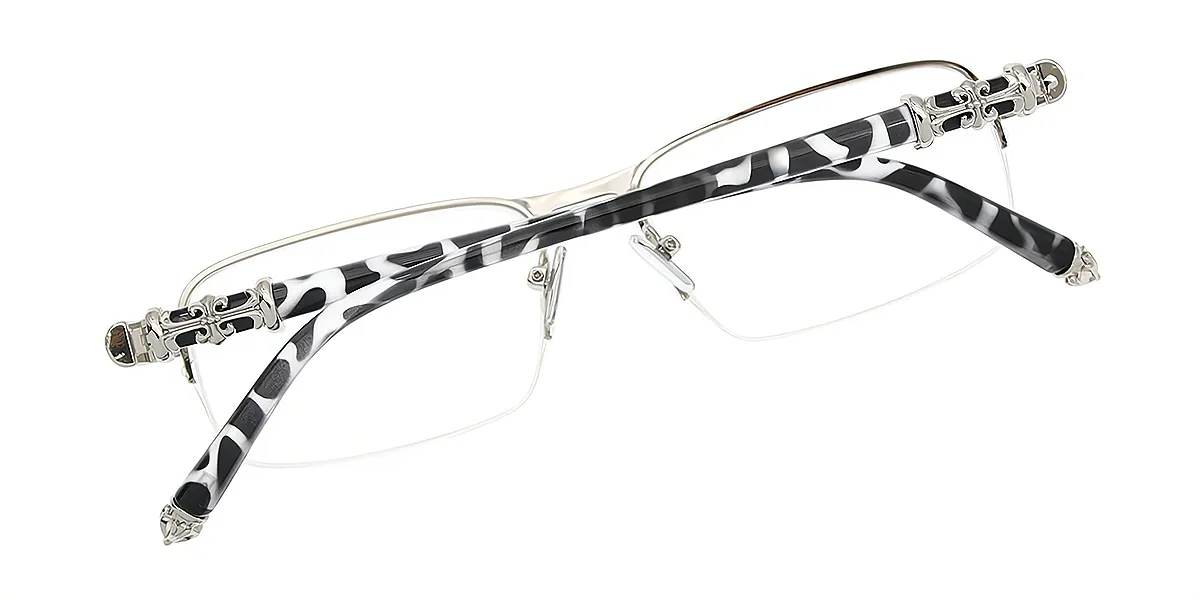 Silver Rectangle Chic Metal Eyeglasses