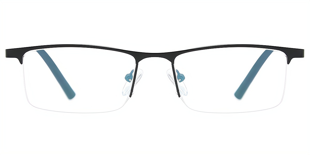 Black Rectangle Classic Simple Metal Eyeglasses