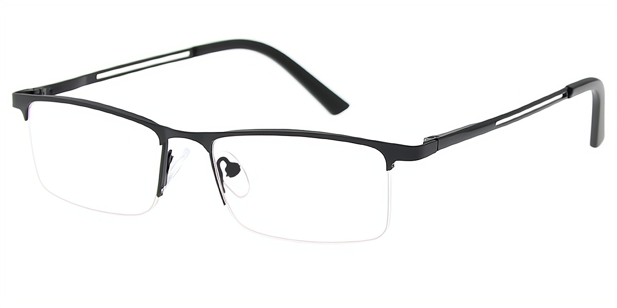 Black Rectangle Classic Simple Metal Eyeglasses