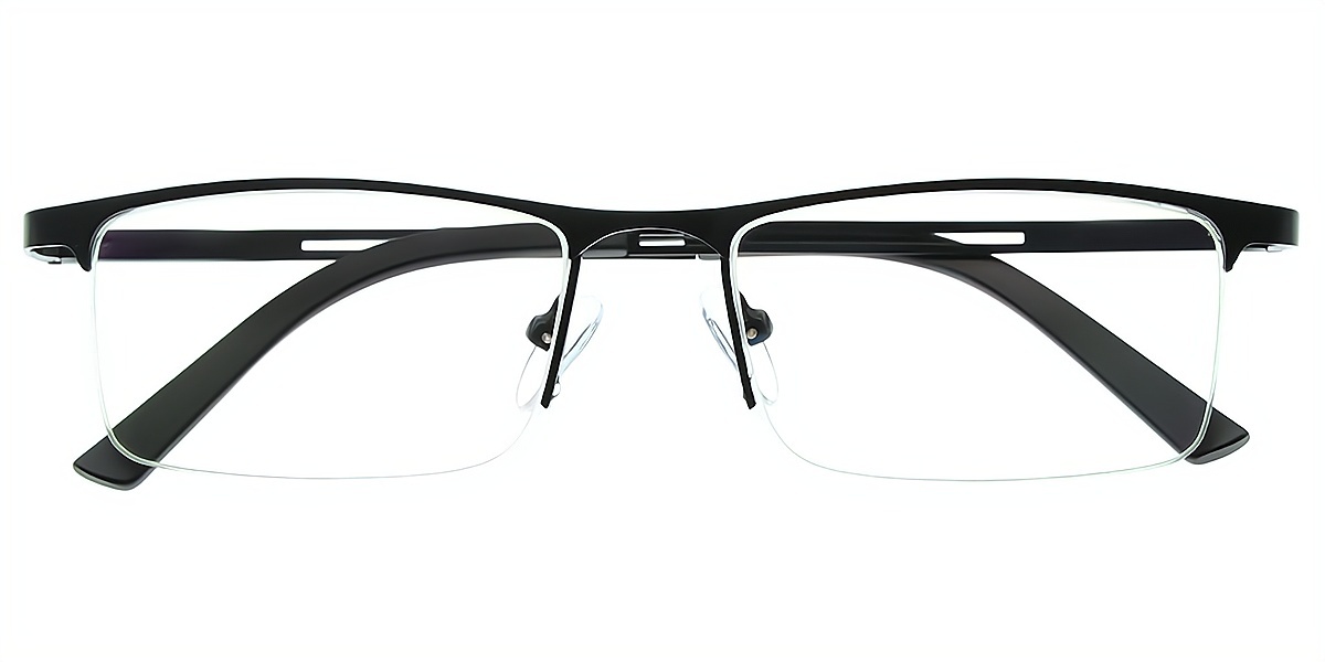 Black Rectangle Classic Simple Metal Eyeglasses