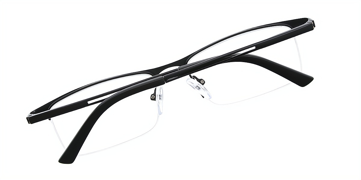 Black Rectangle Classic Simple Metal Eyeglasses