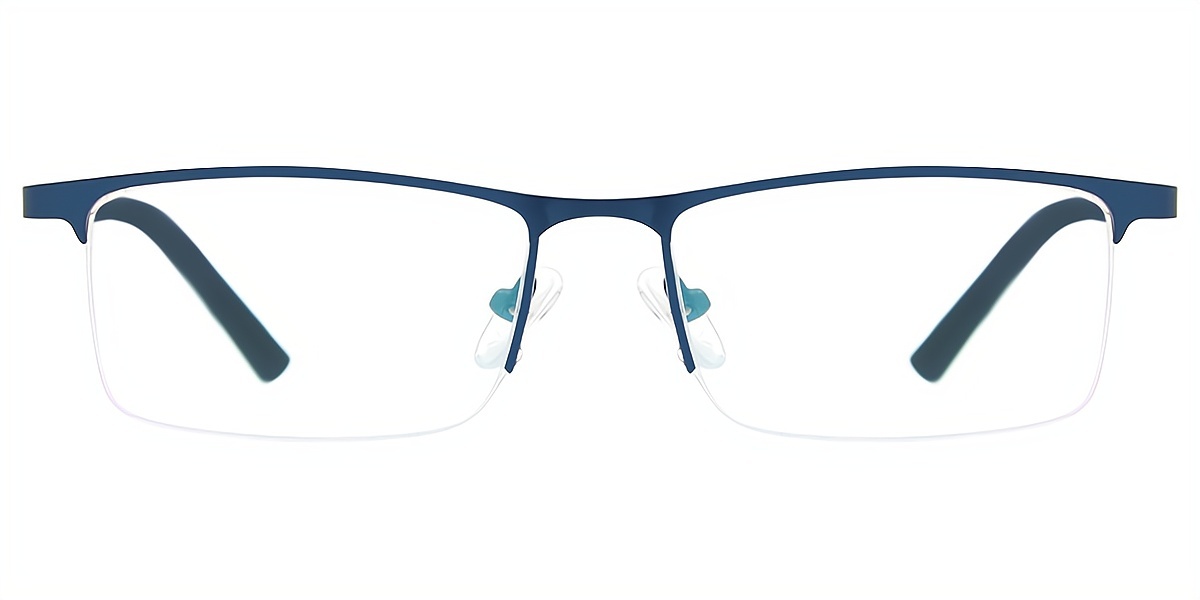 Blue Rectangle Classic Simple Metal Eyeglasses