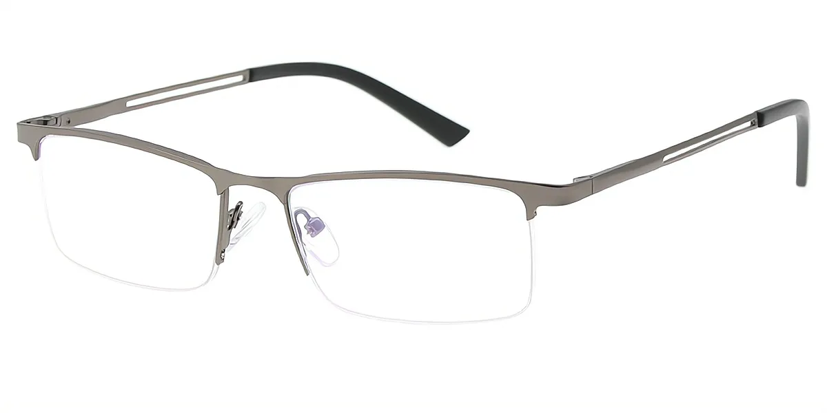 Gray Rectangle Classic Simple Metal Eyeglasses