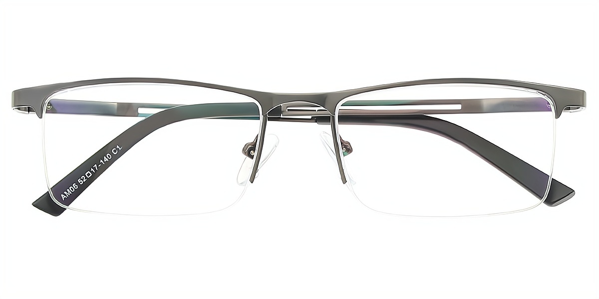 Gray Rectangle Classic Simple Metal Eyeglasses