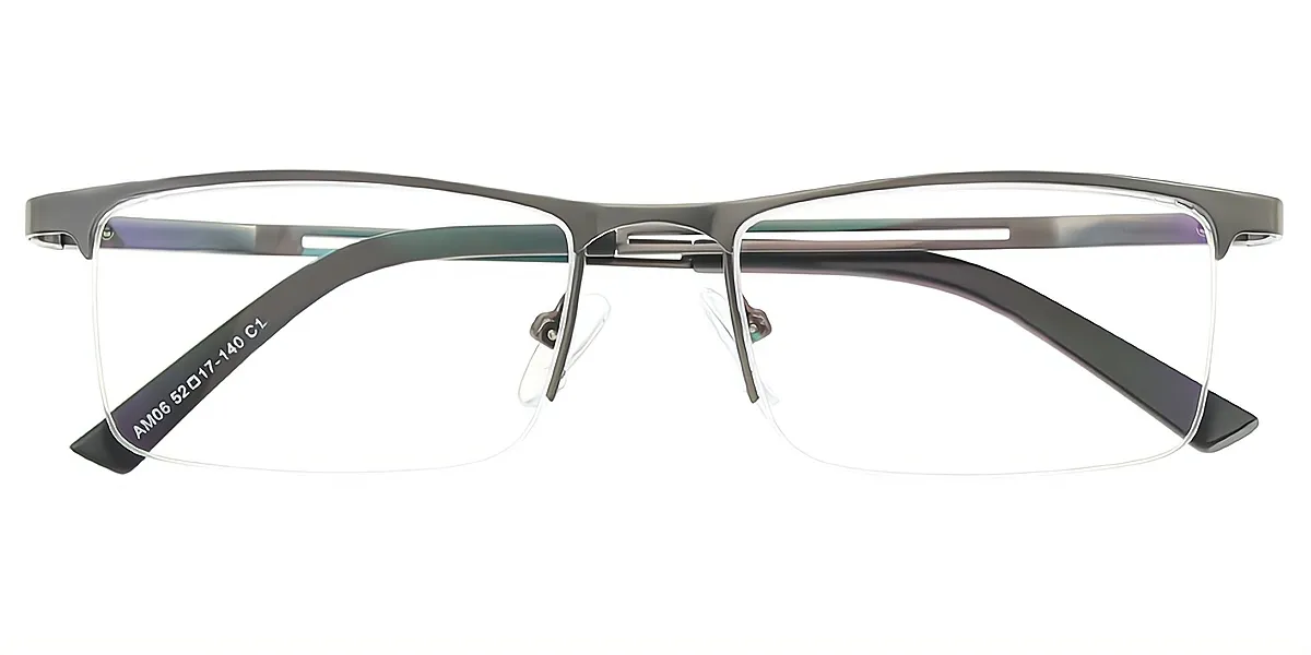 Gray Rectangle Classic Simple Metal Eyeglasses