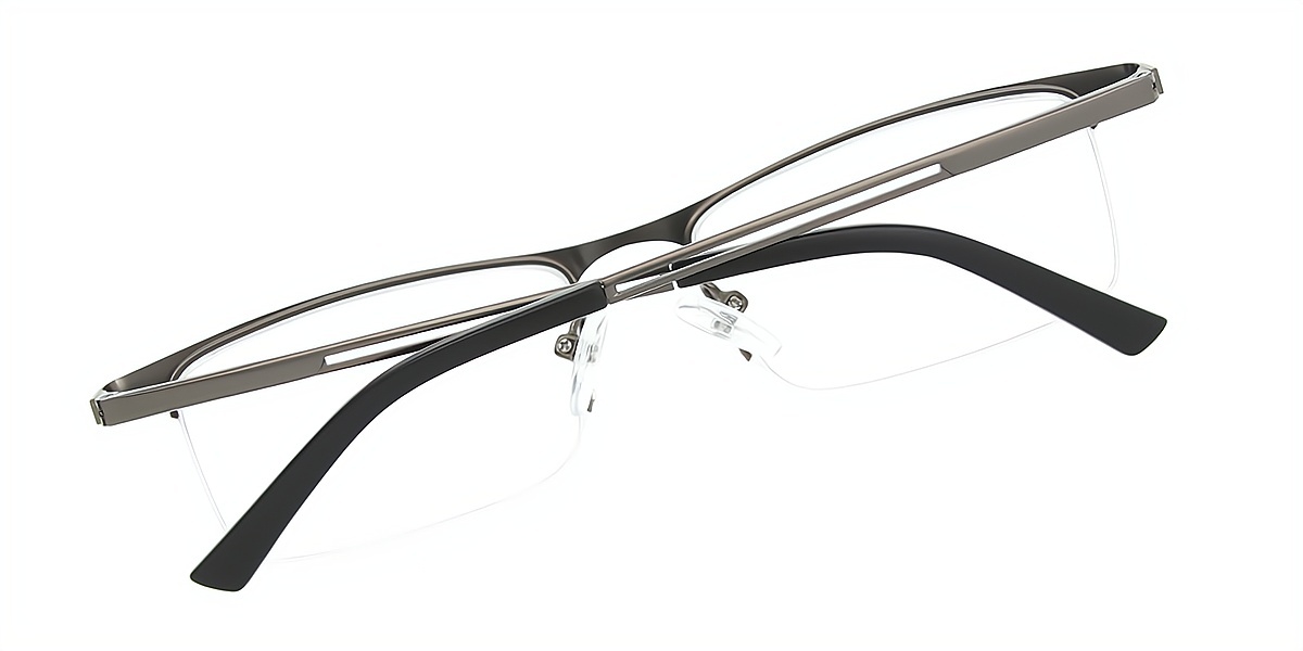 Gray Rectangle Classic Simple Metal Eyeglasses