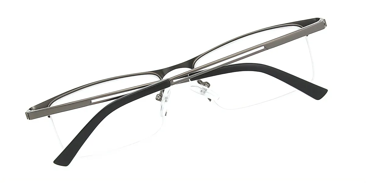 Gray Rectangle Classic Simple Metal Eyeglasses