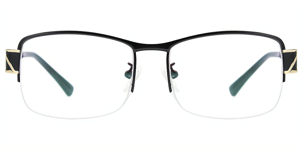 Black Rectangle Detailed Metal Eyeglasses