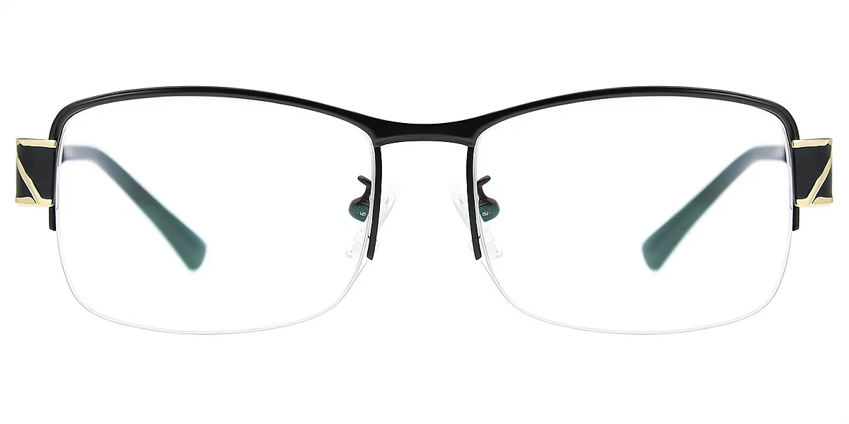 Black Rectangle Detailed Metal Eyeglasses
