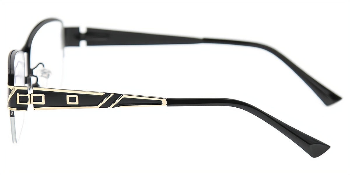 Black Rectangle Detailed Metal Eyeglasses