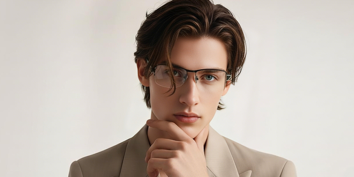 Black Oval Detailed Metal Eyeglasses