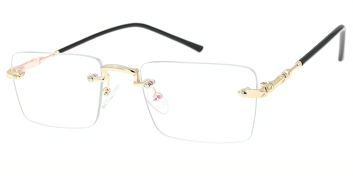 Golden Rectangle Elegant Metal Eyeglasses