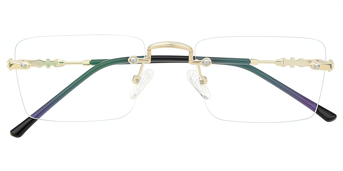 Golden Rectangle Elegant Metal Eyeglasses