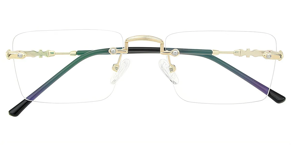 Golden Rectangle Elegant Metal Eyeglasses