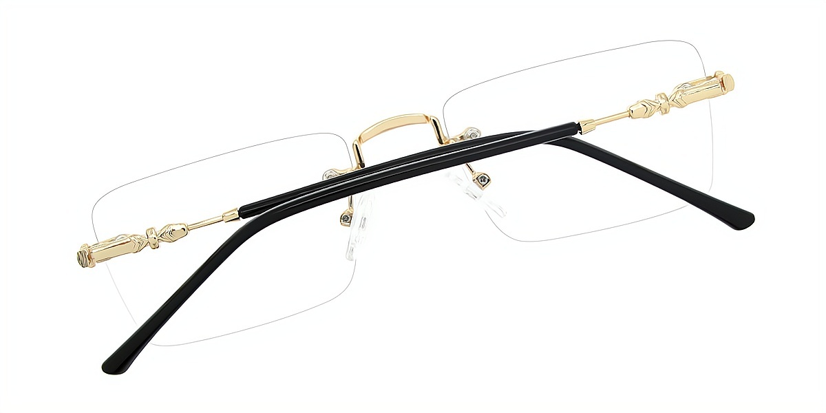 Golden Rectangle Elegant Metal Eyeglasses