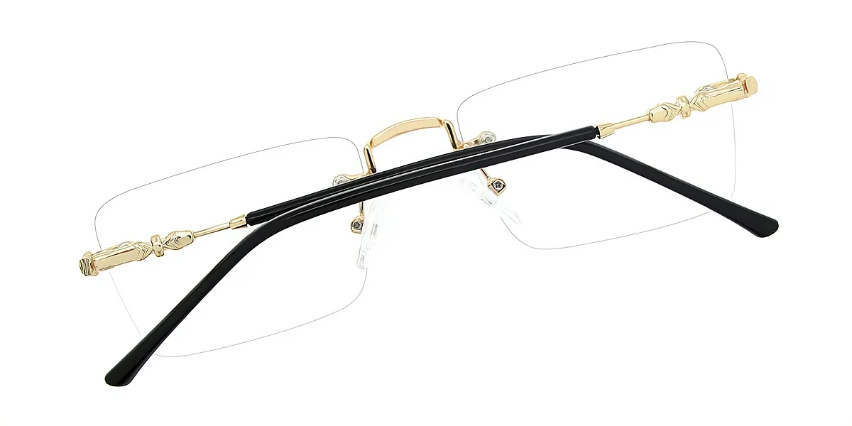 Golden Rectangle Elegant Metal Eyeglasses