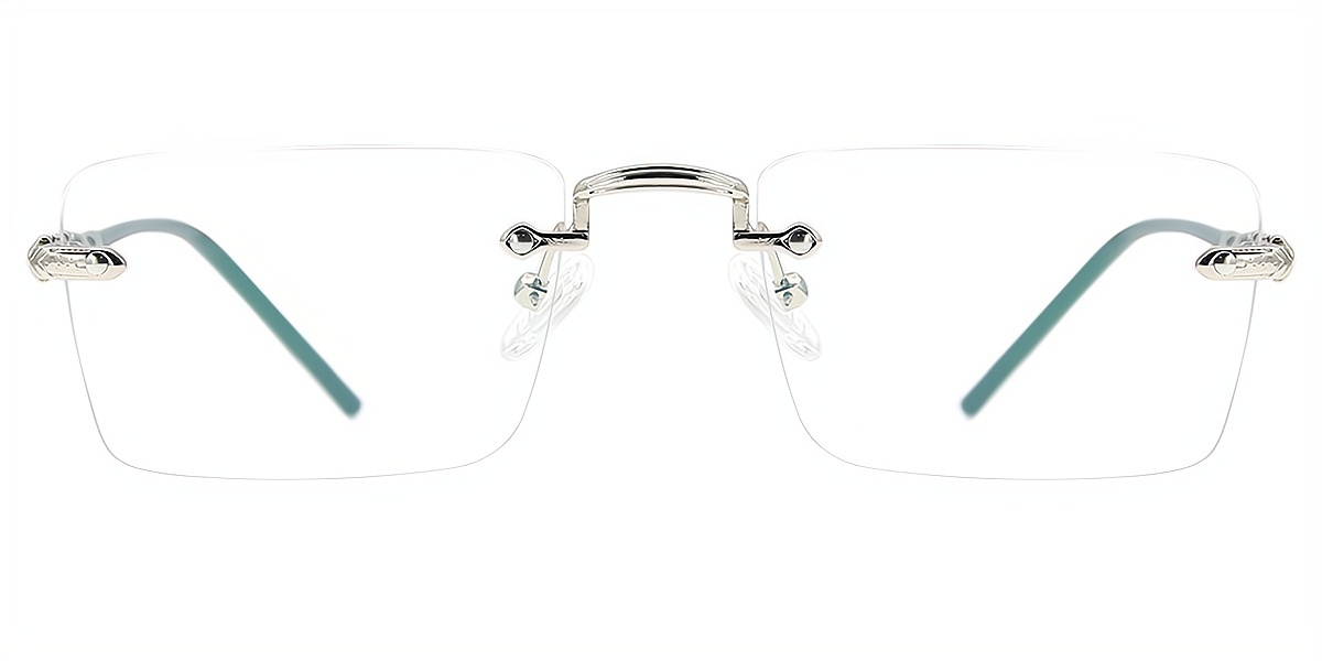 Silver Rectangle Elegant Metal Eyeglasses