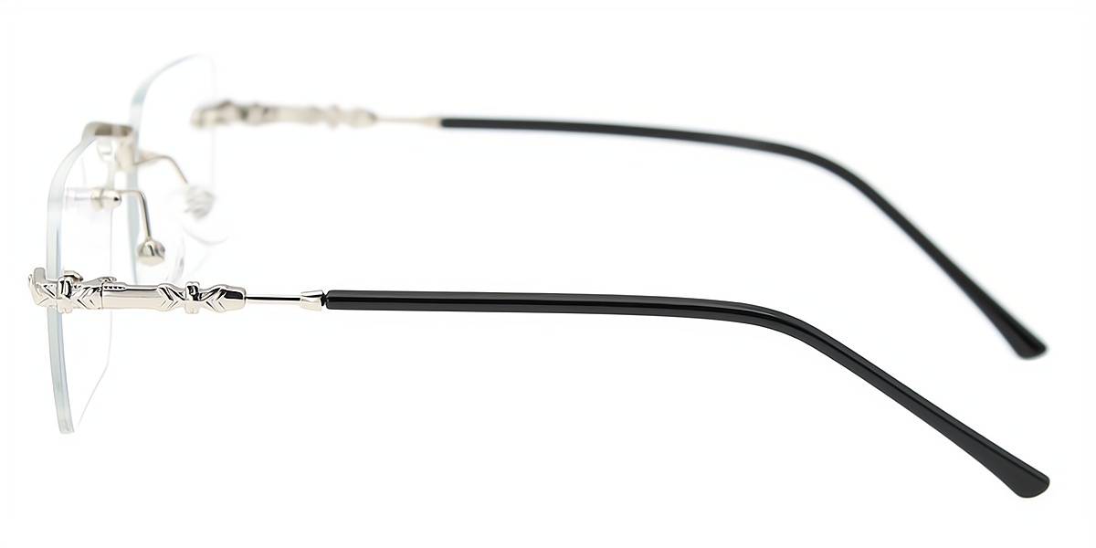 Silver Rectangle Elegant Metal Eyeglasses