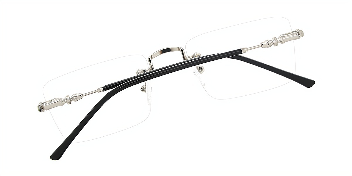 Silver Rectangle Elegant Metal Eyeglasses