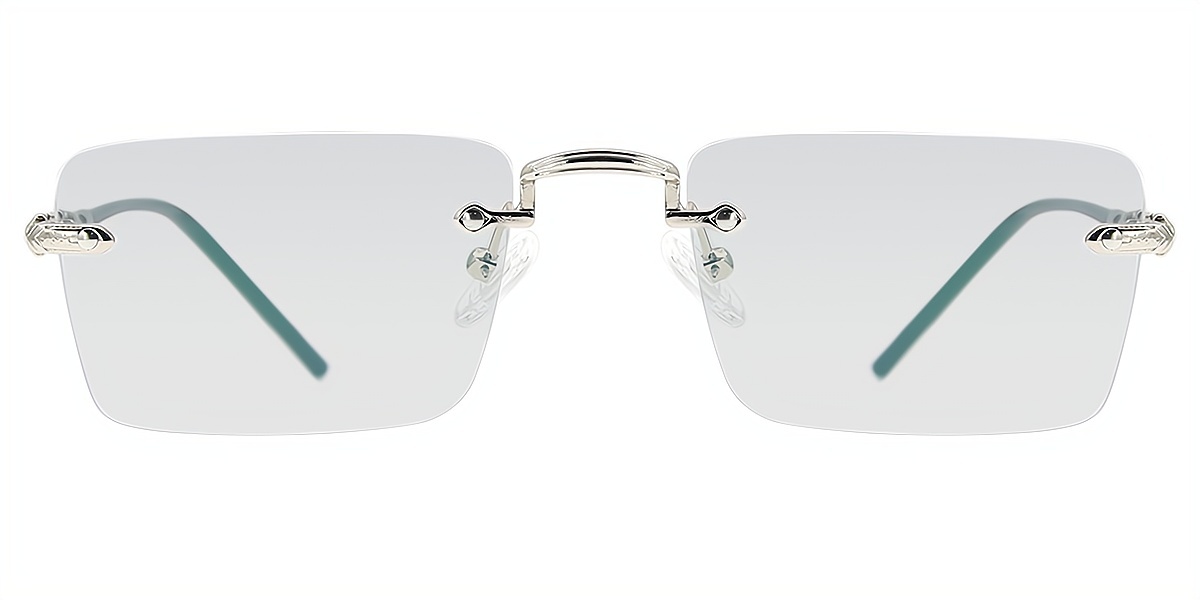 Silver Rectangle Elegant Metal Eyeglasses
