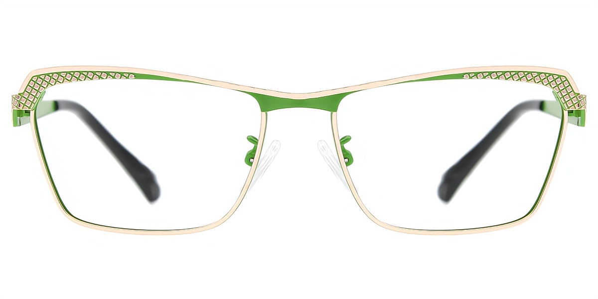 Green Cat Eye Elaborate Metal Eyeglasses