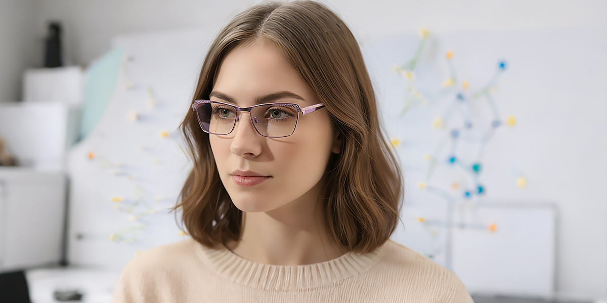 Purple Cat Eye Elaborate Metal Eyeglasses