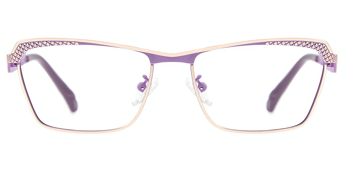 Purple Cat Eye Elaborate Metal Eyeglasses