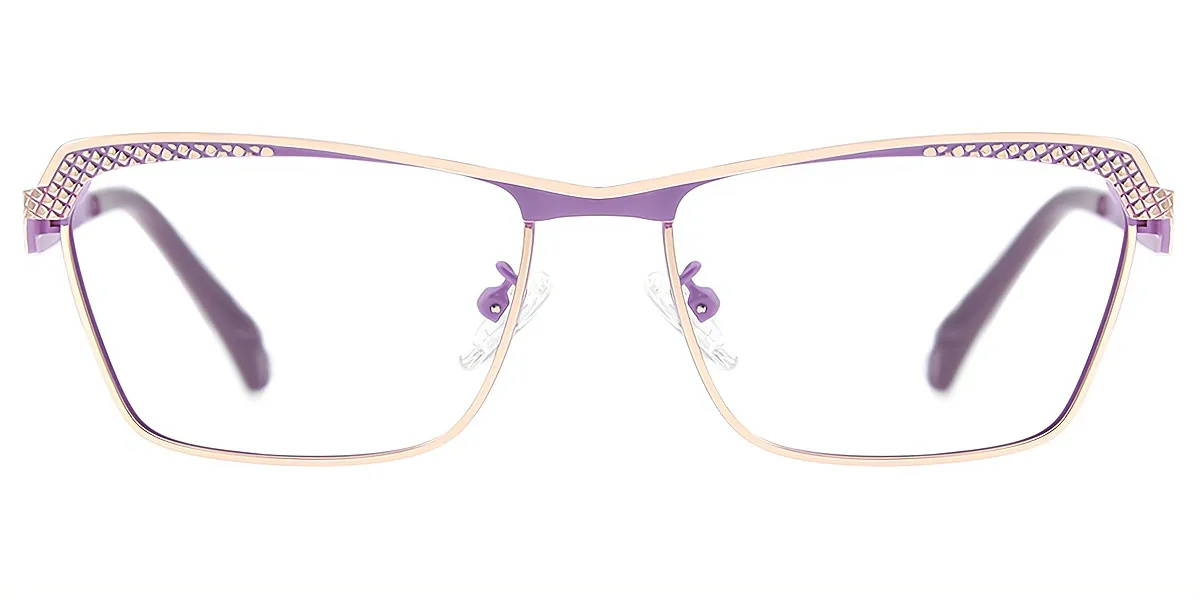 Purple Cat Eye Elaborate Metal Eyeglasses