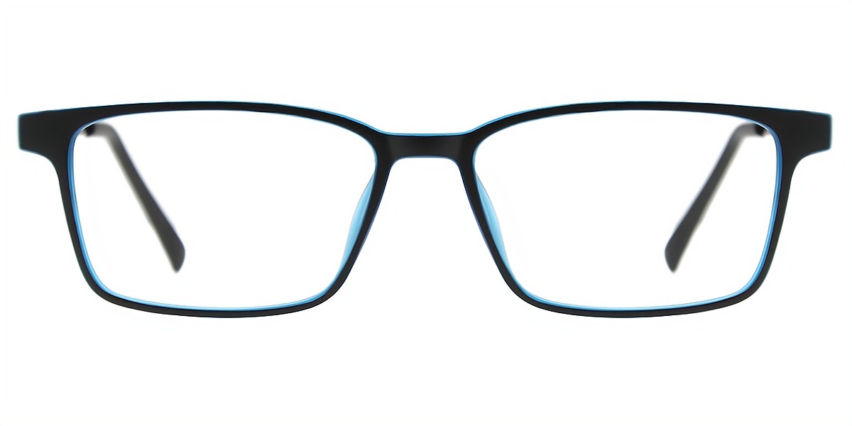 Blue Rectangle Simple Mixed Materials Eyeglasses