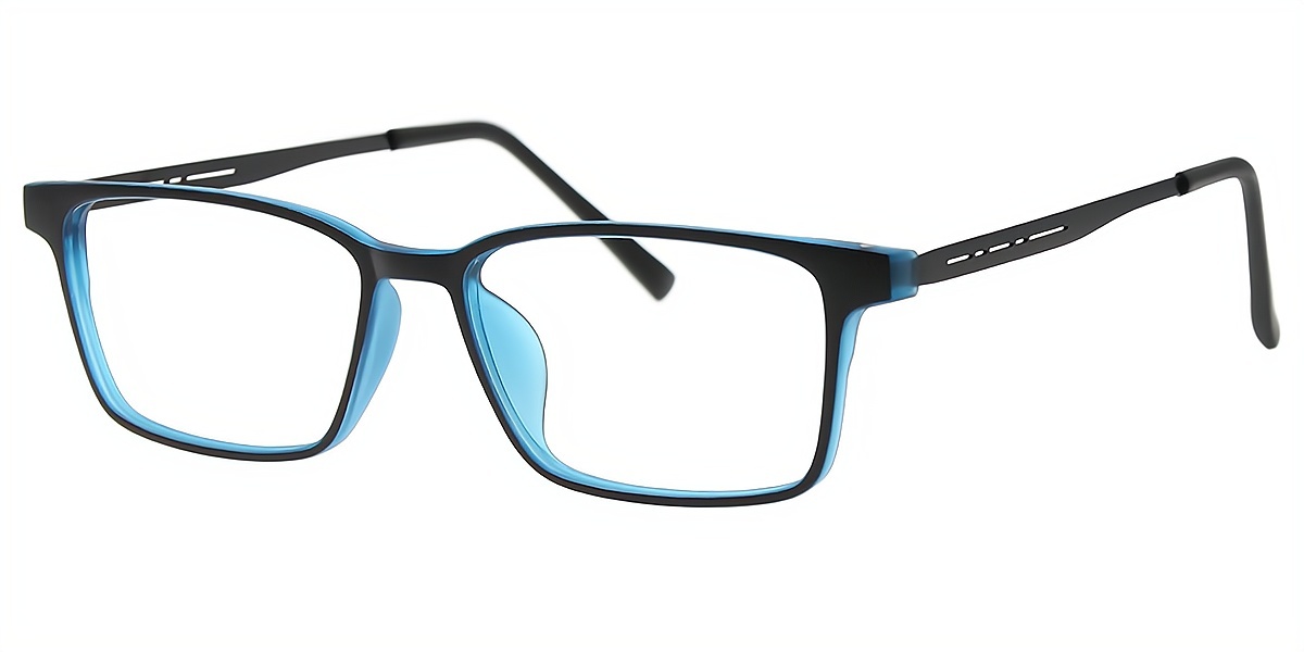 Blue Rectangle Simple Mixed Materials Eyeglasses