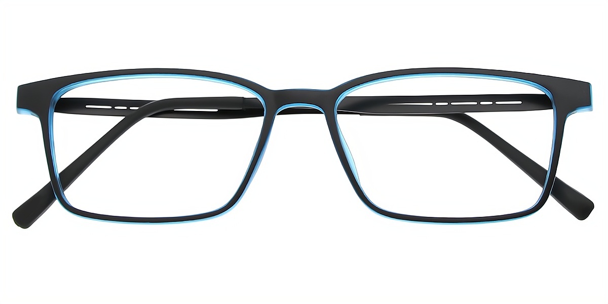 Blue Rectangle Simple Mixed Materials Eyeglasses