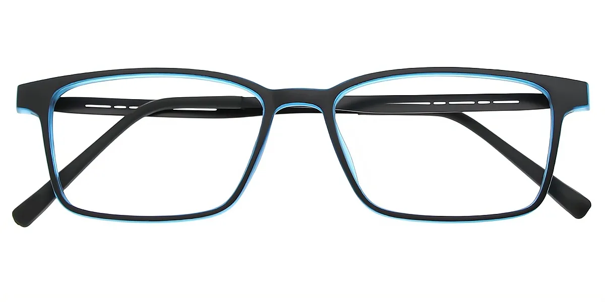 Blue Rectangle Simple Mixed Materials Eyeglasses