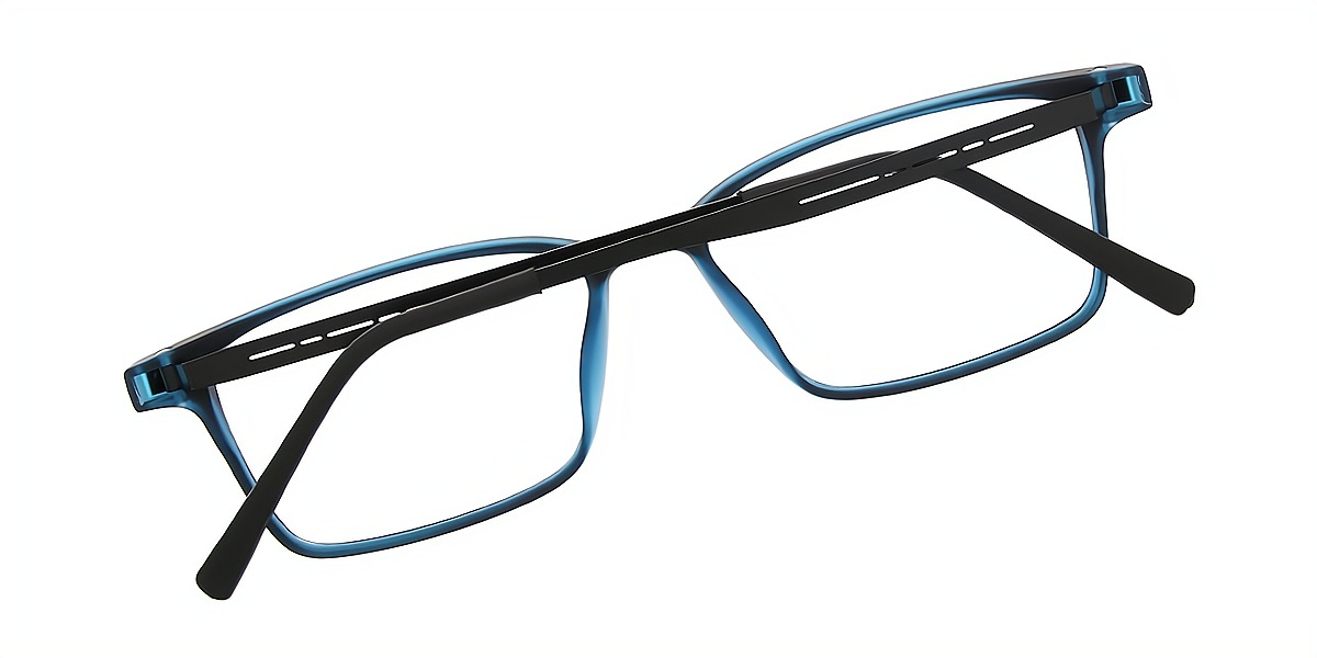 Blue Rectangle Simple Mixed Materials Eyeglasses
