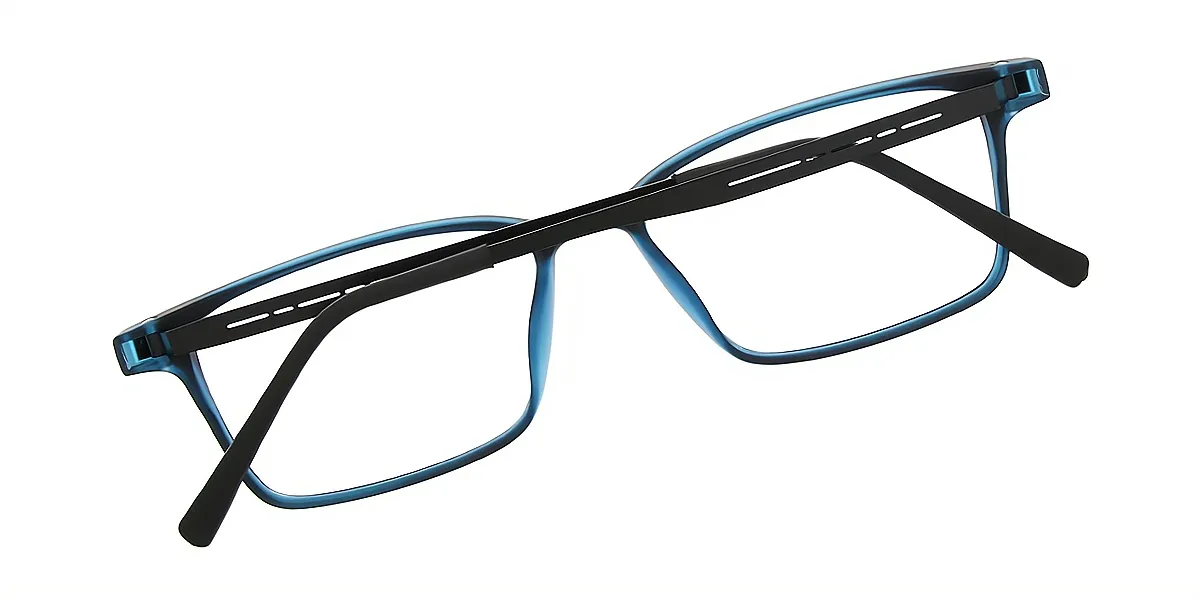 Blue Rectangle Simple Mixed Materials Eyeglasses