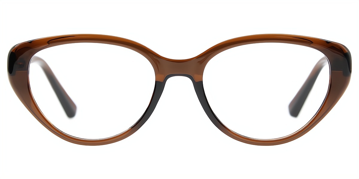 Brown Cat Eye Hipster Plastic Eyeglasses