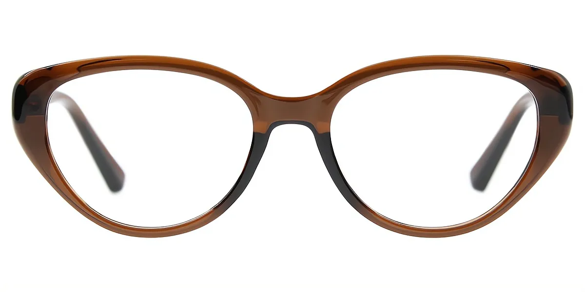 Brown Cat Eye Hipster Plastic Eyeglasses