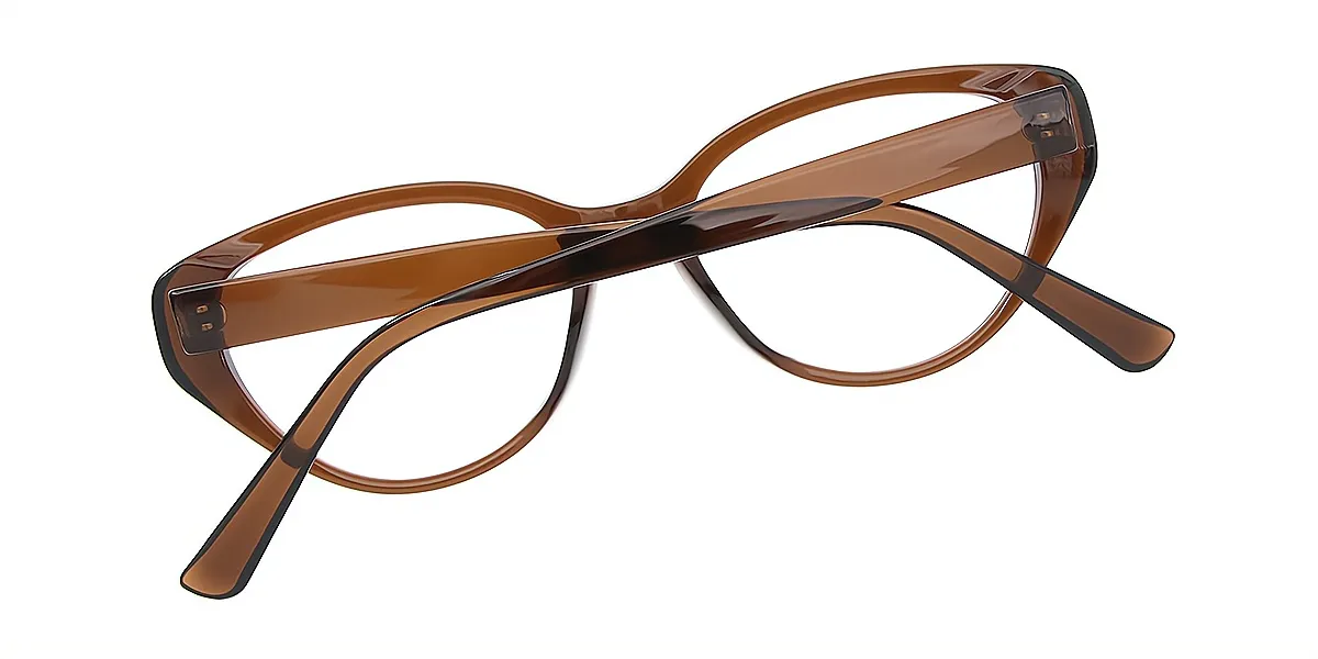 Brown Cat Eye Hipster Plastic Eyeglasses