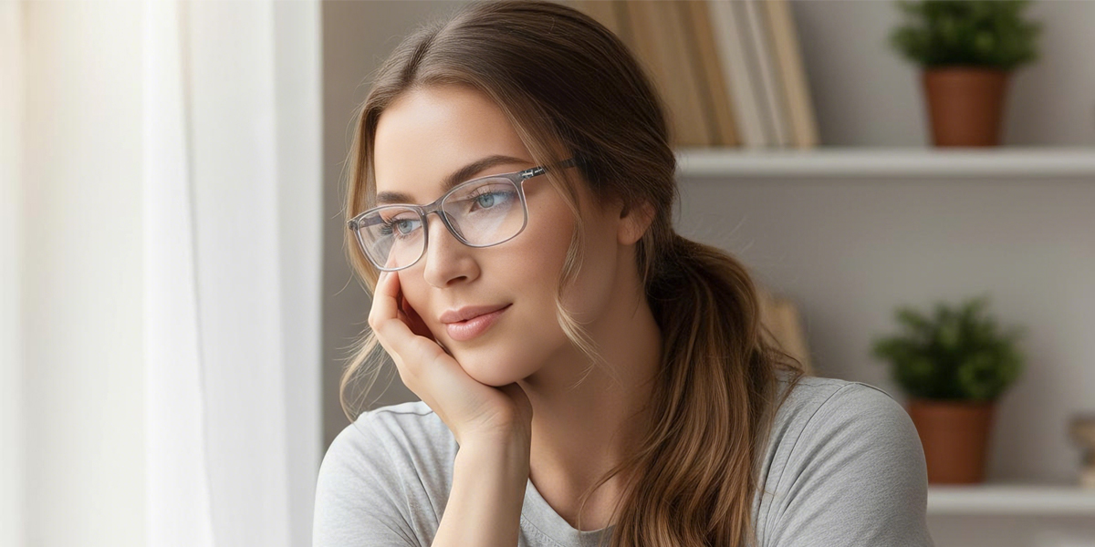 Gray Rectangle Simple TR90 Eyeglasses