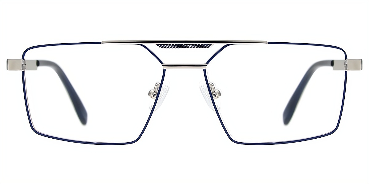 Blue Silver Geometric Chic Simple Metal Eyeglasses