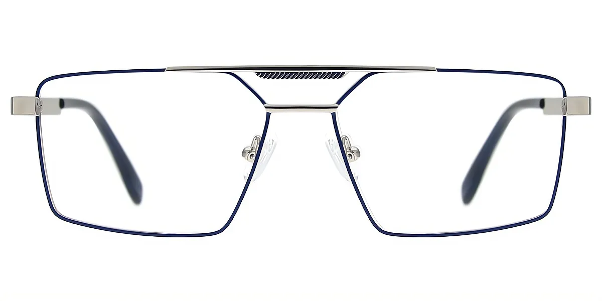 Blue Silver Geometric Chic Simple Metal Eyeglasses