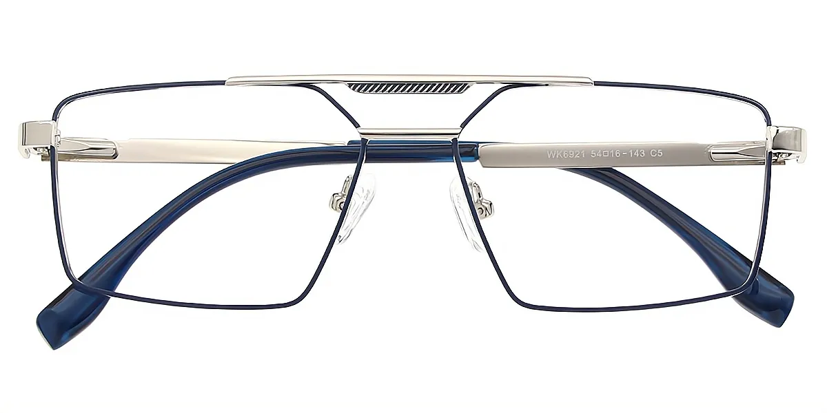 Blue Silver Geometric Chic Simple Metal Eyeglasses