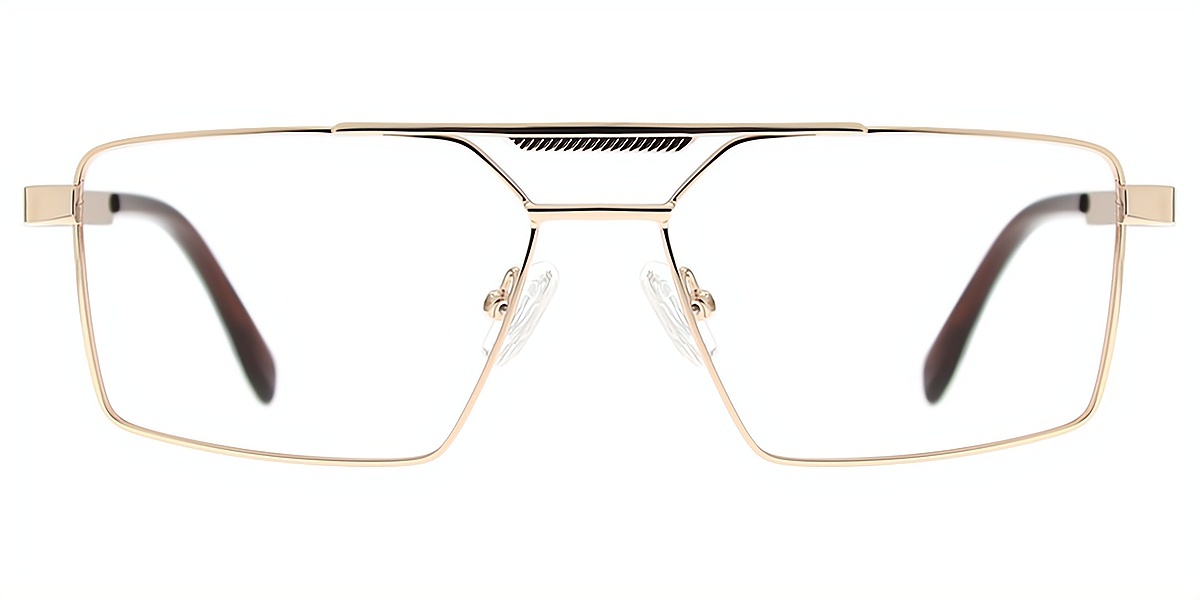 Golden Aviator Chic Simple Metal Eyeglasses