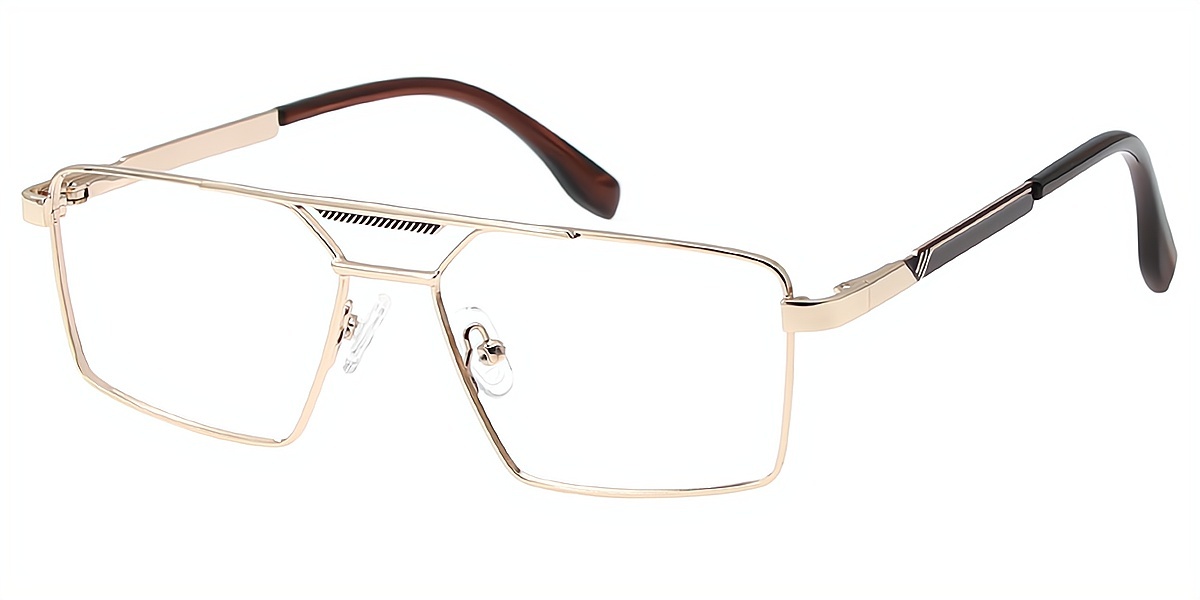 Golden Aviator Chic Simple Metal Eyeglasses
