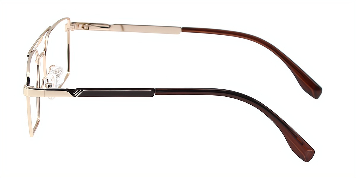 Golden Aviator Chic Simple Metal Eyeglasses