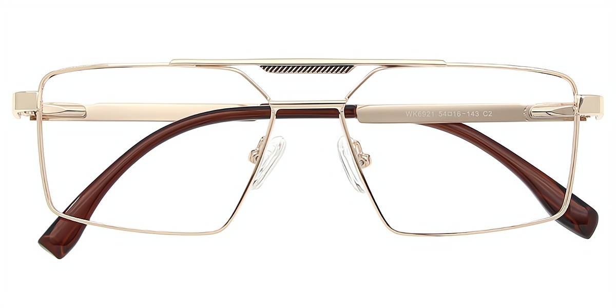 Golden Aviator Chic Simple Metal Eyeglasses