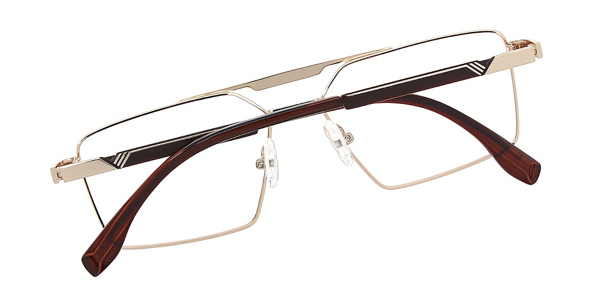 Golden Aviator Chic Simple Metal Eyeglasses