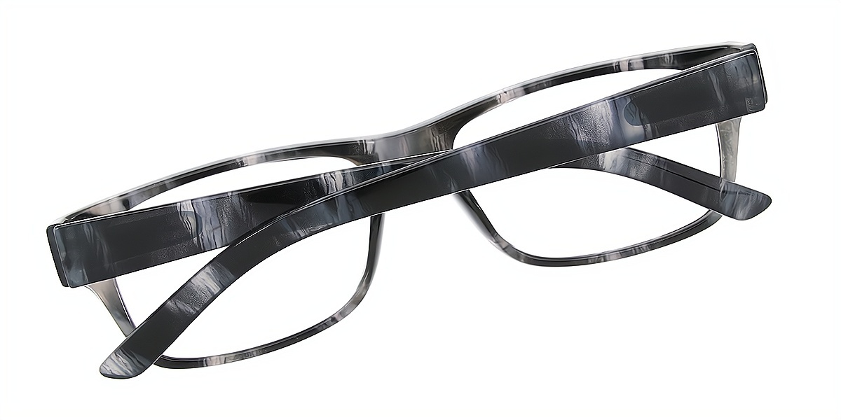 Black Rectangle Retro Plastic Eyeglasses