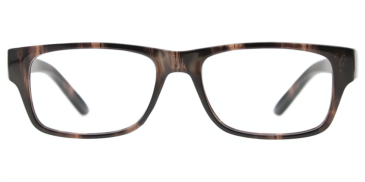 Brown Rectangle Retro Plastic Eyeglasses