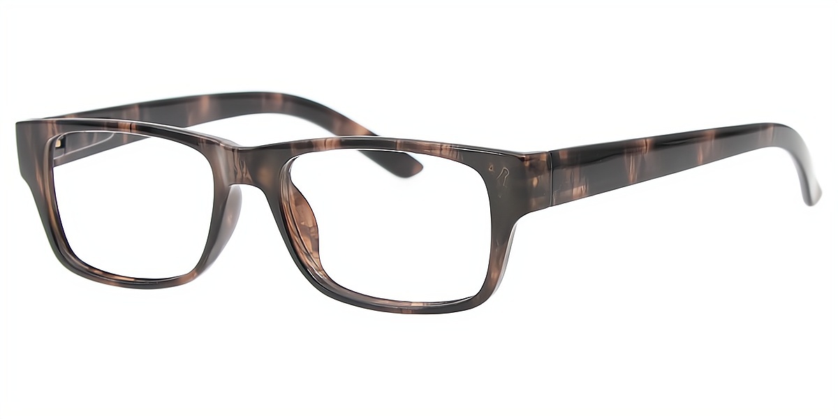 Brown Rectangle Retro Plastic Eyeglasses